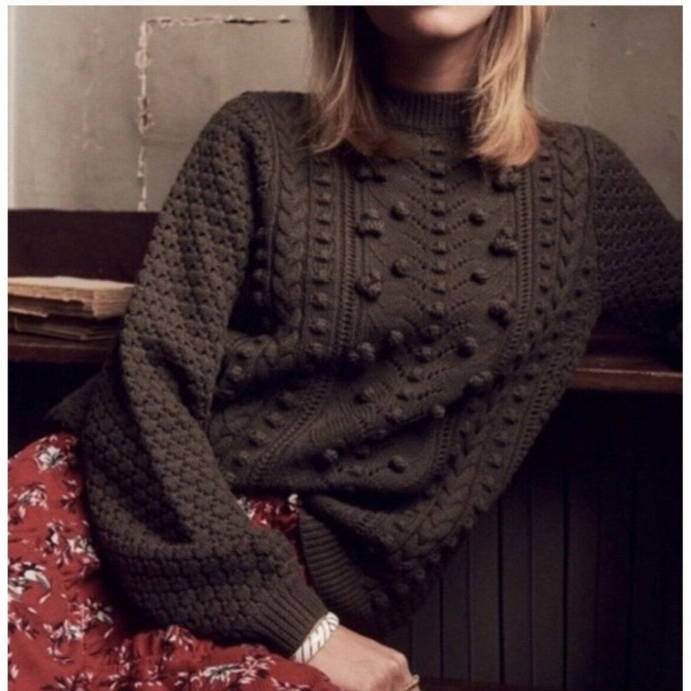 Sezane Brown Textured Sweater